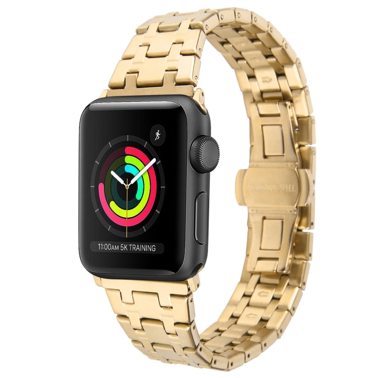 For Apple Watch Series 3 38mm Double T Stainless Steel Watch Band(Gold) - Watch Bands by PMC TechLife | Online Shopping South Africa | PMC TechLife