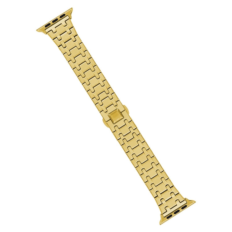 For Apple Watch Series 2 38mm Double T Stainless Steel Watch Band(Gold) - Watch Bands by PMC TechLife | Online Shopping South Africa | PMC TechLife