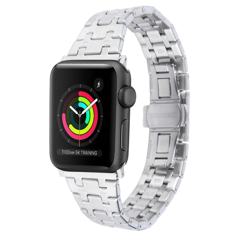 For Apple Watch Series 2 38mm Double T Stainless Steel Watch Band(Silver) - Watch Bands by PMC TechLife | Online Shopping South Africa | PMC TechLife