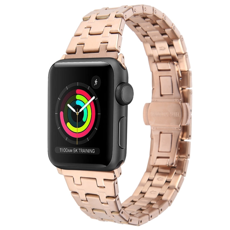 For Apple Watch 42mm Double T Stainless Steel Watch Band(Rose Gold) - Watch Bands by PMC TechLife | Online Shopping South Africa | PMC TechLife
