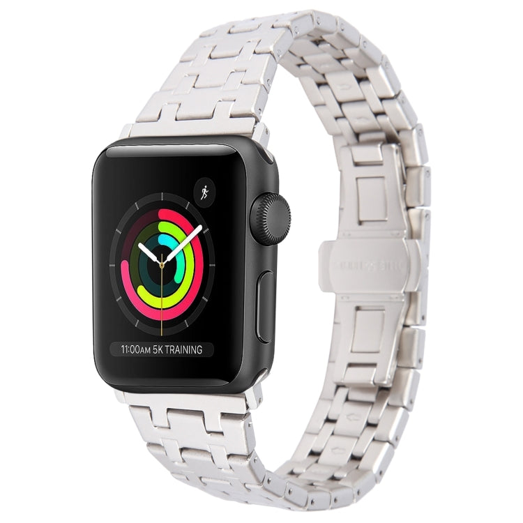 For Apple Watch 42mm Double T Stainless Steel Watch Band(Starlight) - Watch Bands by PMC TechLife | Online Shopping South Africa | PMC TechLife