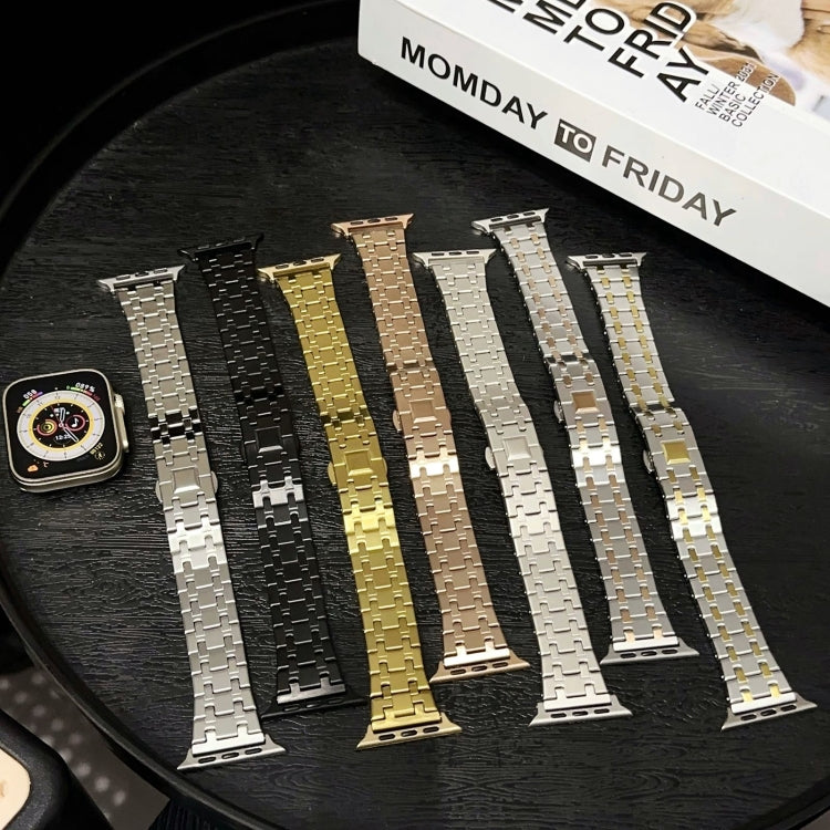 For Apple Watch SE 40mm Double T Stainless Steel Watch Band(Gold) - Watch Bands by PMC TechLife | Online Shopping South Africa | PMC TechLife