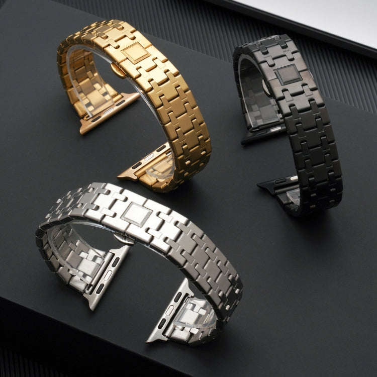 For Apple Watch Series 4 40mm Double T Stainless Steel Watch Band(Starlight) - Watch Bands by PMC TechLife | Online Shopping South Africa | PMC TechLife