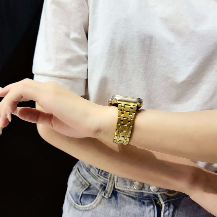 For Apple Watch SE 40mm Double T Stainless Steel Watch Band(Silver Rose Gold) - Watch Bands by PMC TechLife | Online Shopping South Africa | PMC TechLife