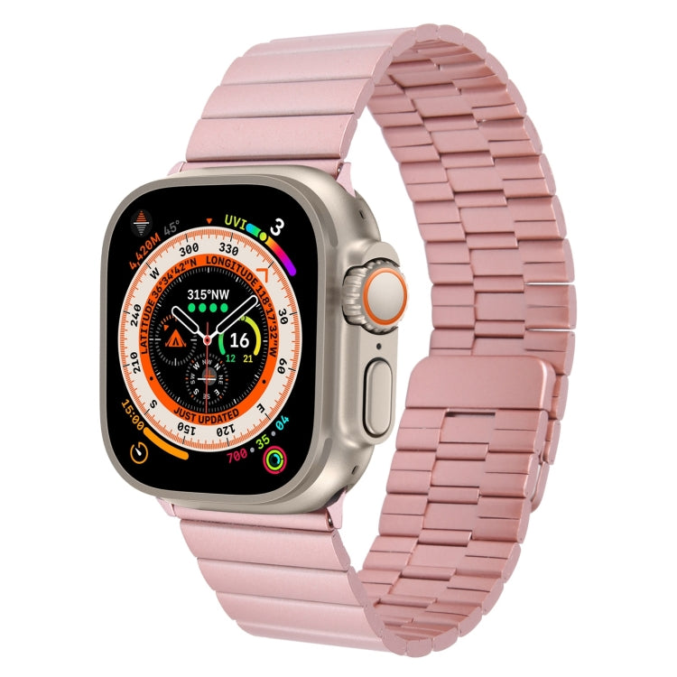 For Apple Watch Ultra 49mm Bamboo Stainless Steel Magnetic Watch Band(Pink) - free shipping - PMC TechLife - Order now!