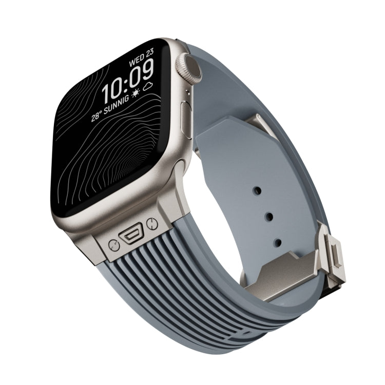 For Apple Watch SE 2023 44mm Vertical Texture Titanium Buckle Elastic Silicone Watch Band(Grey) - Watch Bands by PMC TechLife | Online Shopping South Africa | PMC TechLife | Buy Now Pay Later Mobicred