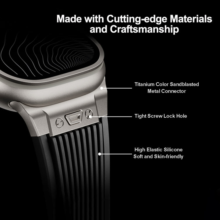 For Apple Watch 42mm Vertical Texture Titanium Buckle Elastic Silicone Watch Band(Orange) - Watch Bands by PMC TechLife | Online Shopping South Africa | PMC TechLife | Buy Now Pay Later Mobicred