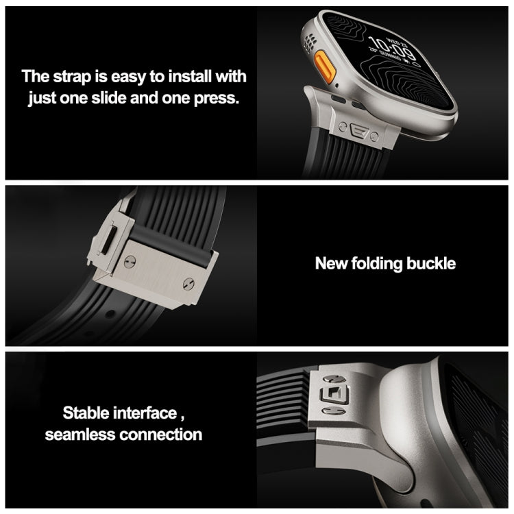 For Apple Watch SE 2023 44mm Vertical Texture Titanium Buckle Elastic Silicone Watch Band(Black) - Watch Bands by PMC TechLife | Online Shopping South Africa | PMC TechLife | Buy Now Pay Later Mobicred