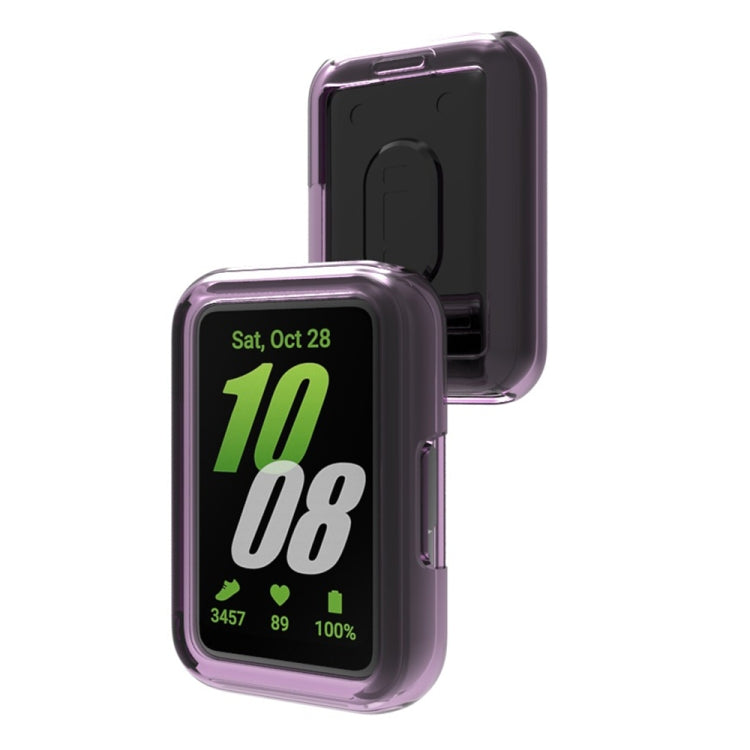 For Samsung Galaxy Fit 3 Half Pack Hollow TPU Watch Protective Case(Transparent Purple) - Watch Cases by PMC TechLife | Online Shopping South Africa | PMC TechLife
