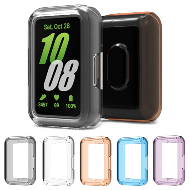 For Samsung Galaxy Fit 3 Half Pack Hollow TPU Watch Protective Case(Transparent Purple) - Watch Cases by PMC TechLife | Online Shopping South Africa | PMC TechLife