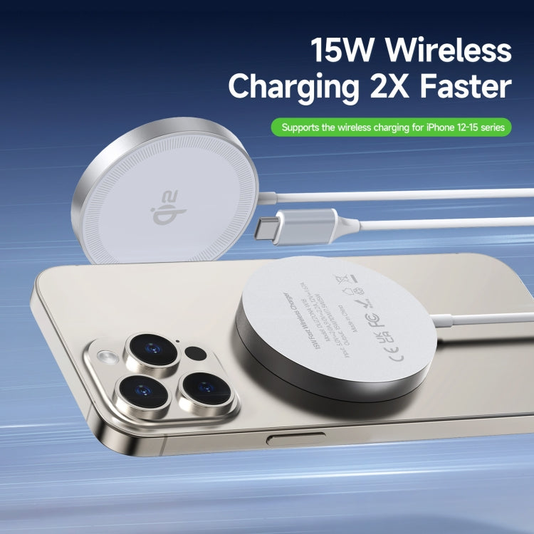 DUZZONA W18 15W Qi2 MagSafe Magnetic Suction Wireless Charger(White) - free shipping - PMC Jewellery - Order now!