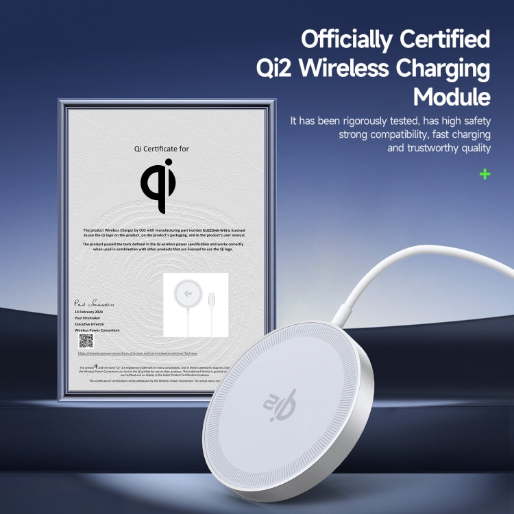 DUZZONA W18 15W Qi2 MagSafe Magnetic Suction Wireless Charger(White) - free shipping - PMC Jewellery - Order now!