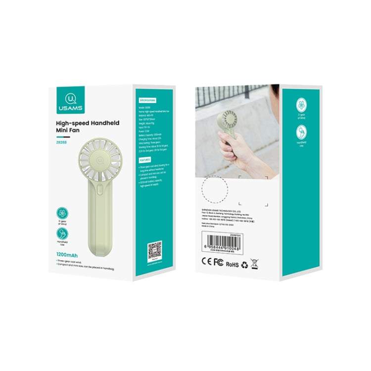 USAMS ZB288 Portable Type-C Rechargeable High Speed Handheld Mini Fan(Pink) - Electric Fans by USAMS | Online Shopping South Africa | PMC TechLife | Buy Now Pay Later Mobicred
