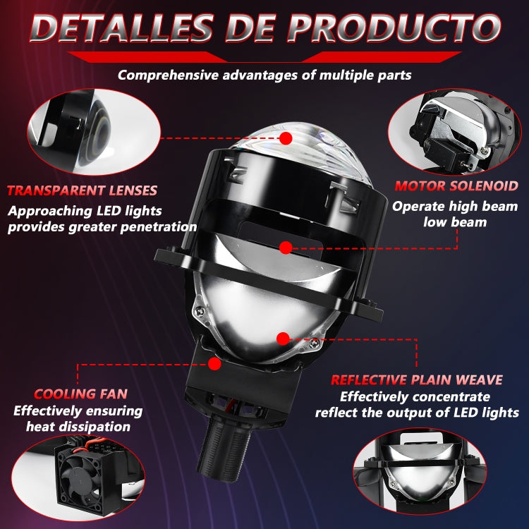 T01 1 Pair 3 inch Car Bifocal LED Lens Headlight, Left Driving (Black) - LED Headlamps by PMC TechLife | Online Shopping South Africa | PMC TechLife | Buy Now Pay Later Mobicred