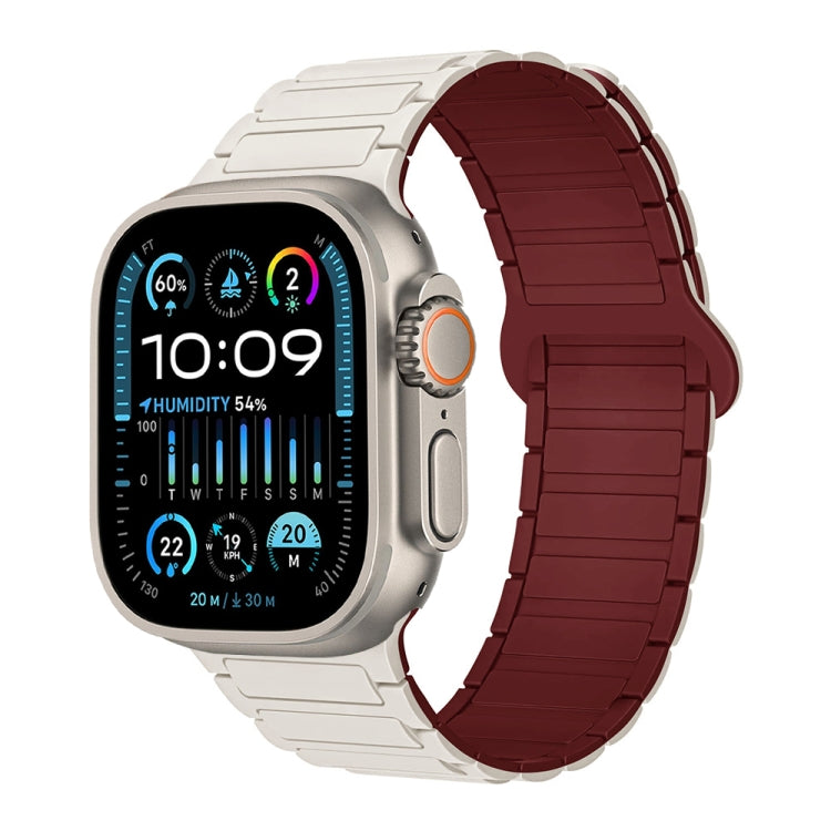 For Apple Watch Ultra 2 49mm I-Shaped Magnetic Silicone Watch Band(Starlight Wine Red) - Watch Bands by PMC TechLife | Online Shopping South Africa | PMC TechLife