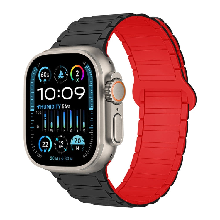For Apple Watch Ultra 2 49mm I-Shaped Magnetic Silicone Watch Band(Black Red) - Watch Bands by PMC TechLife | Online Shopping South Africa | PMC TechLife
