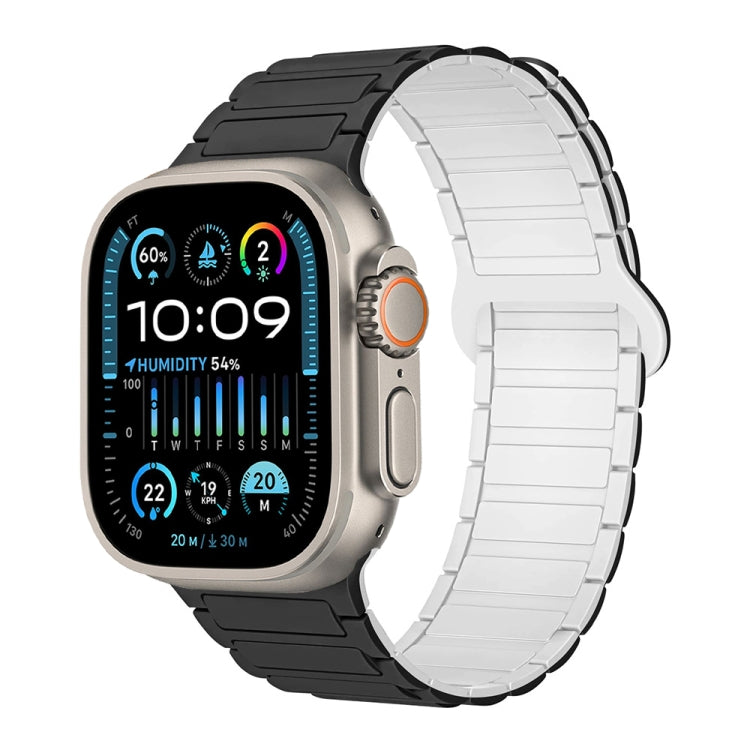 For Apple Watch Ultra 2 49mm I-Shaped Magnetic Silicone Watch Band(Black White) - Watch Bands by PMC TechLife | Online Shopping South Africa | PMC TechLife
