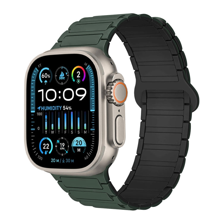 For Apple Watch Ultra 2 49mm I-Shaped Magnetic Silicone Watch Band(Dark Teal Black) - Watch Bands by PMC TechLife | Online Shopping South Africa | PMC TechLife