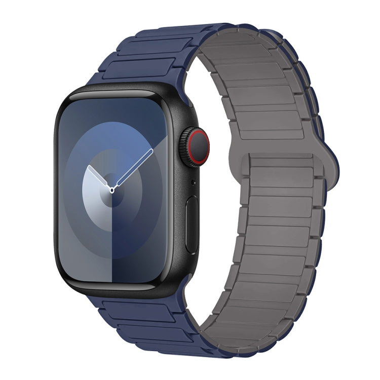 For Apple Watch Series 9 41mm I-Shaped Magnetic Silicone Watch Band(Indigo Gray) - Watch Bands by PMC TechLife | Online Shopping South Africa | PMC TechLife