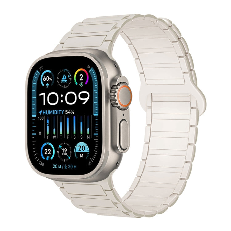 For Apple Watch Ultra 49mm I-Shaped Magnetic Silicone Watch Band(White Starlight) - Watch Bands by PMC TechLife | Online Shopping South Africa | PMC TechLife