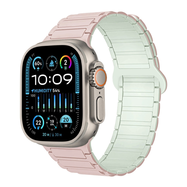 For Apple Watch Ultra 49mm I-Shaped Magnetic Silicone Watch Band(Pink Mint) - Watch Bands by PMC TechLife | Online Shopping South Africa | PMC TechLife