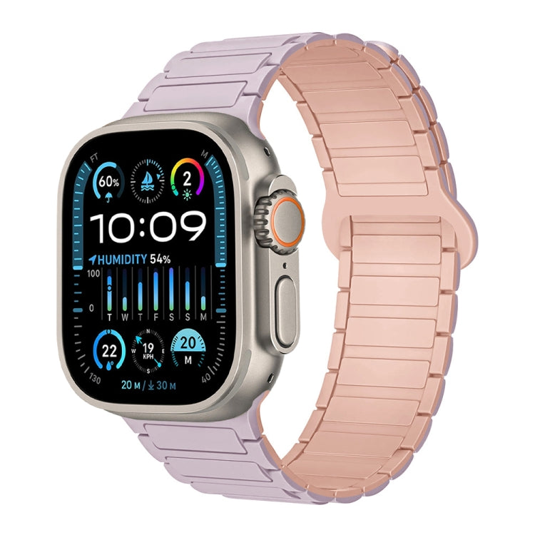 For Apple Watch Ultra 49mm I-Shaped Magnetic Silicone Watch Band(Light Purple Pink) - Watch Bands by PMC TechLife | Online Shopping South Africa | PMC TechLife