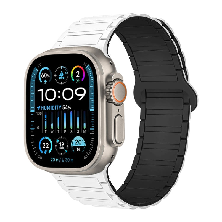 For Apple Watch Ultra 49mm I-Shaped Magnetic Silicone Watch Band(White Black) - free shipping - PMC TechLife - Order now!