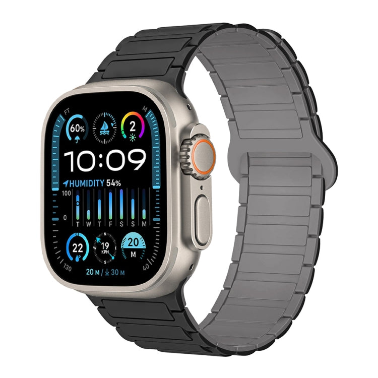 For Apple Watch Ultra 49mm I-Shaped Magnetic Silicone Watch Band(Black Gray) - Watch Bands by PMC TechLife | Online Shopping South Africa | PMC TechLife