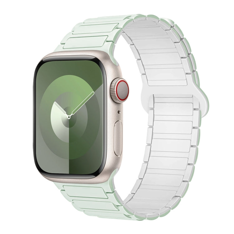 For Apple Watch SE 2022 44mm I-Shaped Magnetic Silicone Watch Band(Mint White) - Watch Bands by PMC TechLife | Online Shopping South Africa | PMC TechLife