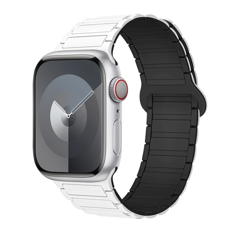 For Apple Watch Series 7 41mm I-Shaped Magnetic Silicone Watch Band(White Black) - Watch Bands by PMC TechLife | Online Shopping South Africa | PMC TechLife