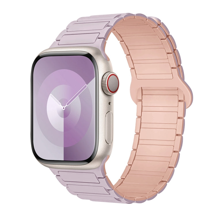 For Apple Watch SE 44mm I-Shaped Magnetic Silicone Watch Band(Light Purple Pink) - Watch Bands by PMC TechLife | Online Shopping South Africa | PMC TechLife
