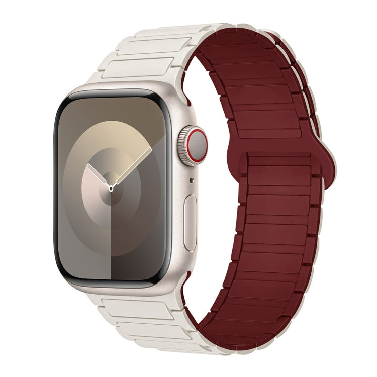 For Apple Watch SE 44mm I-Shaped Magnetic Silicone Watch Band(Starlight Wine Red) - Watch Bands by PMC TechLife | Online Shopping South Africa | PMC TechLife