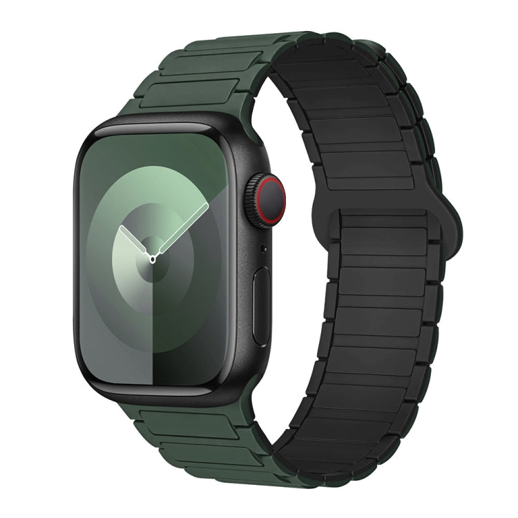 For Apple Watch Series 6 44mm I-Shaped Magnetic Silicone Watch Band(Dark Teal Black) - Watch Bands by PMC TechLife | Online Shopping South Africa | PMC TechLife