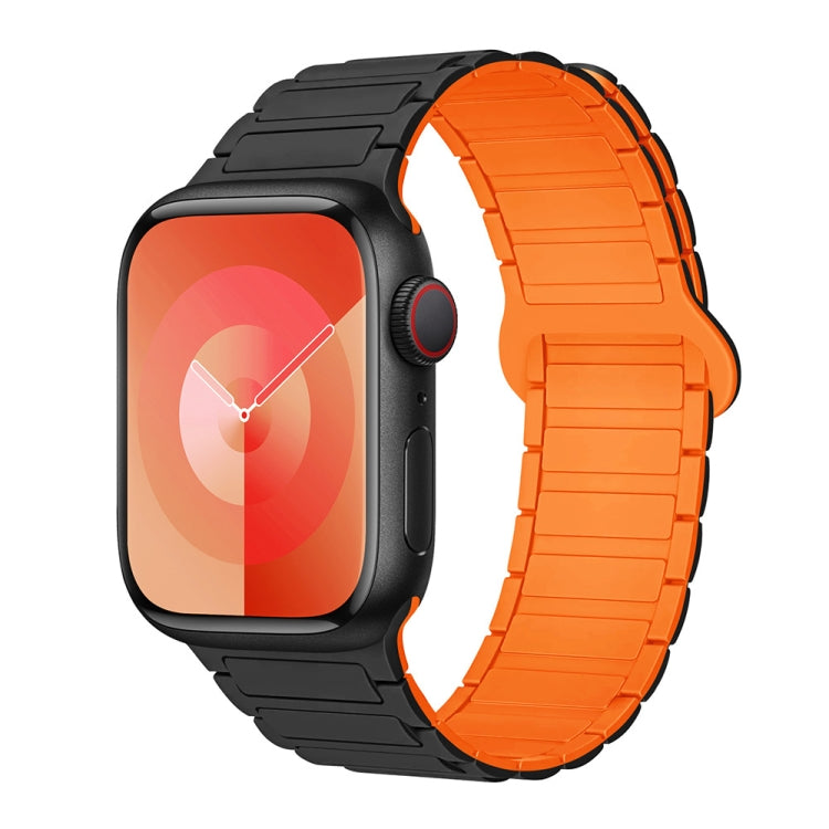 For Apple Watch Series 5 44mm I-Shaped Magnetic Silicone Watch Band(Black Orange) - Watch Bands by PMC TechLife | Online Shopping South Africa | PMC TechLife