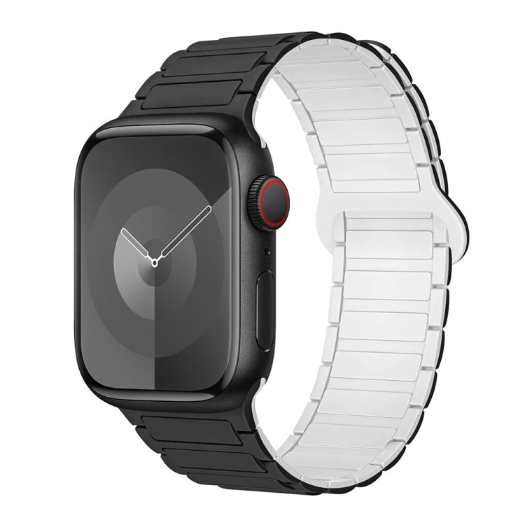 For Apple Watch Series 3 38mm I-Shaped Magnetic Silicone Watch Band(Black White) - Watch Bands by PMC TechLife | Online Shopping South Africa | PMC TechLife
