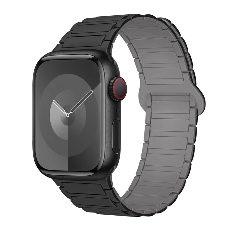 For Apple Watch 42mm I-Shaped Magnetic Silicone Watch Band(Black Gray) - Watch Bands by PMC TechLife | Online Shopping South Africa | PMC TechLife