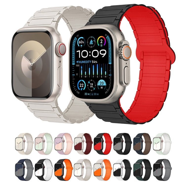 For Apple Watch 38mm I-Shaped Magnetic Silicone Watch Band(White Black) - Watch Bands by PMC TechLife | Online Shopping South Africa | PMC TechLife