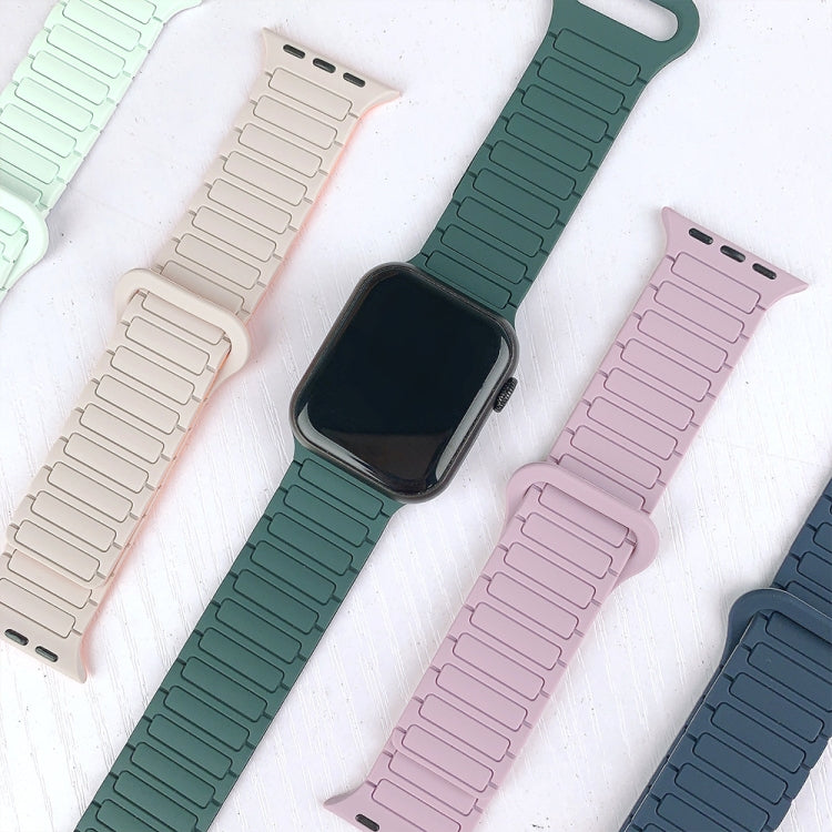 For Apple Watch SE 2023 40mm I-Shaped Magnetic Silicone Watch Band(Black Orange) - Watch Bands by PMC TechLife | Online Shopping South Africa | PMC TechLife