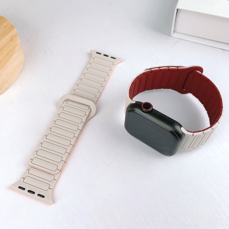 For Apple Watch Series 7 45mm I-Shaped Magnetic Silicone Watch Band(Black White) - Watch Bands by PMC TechLife | Online Shopping South Africa | PMC TechLife