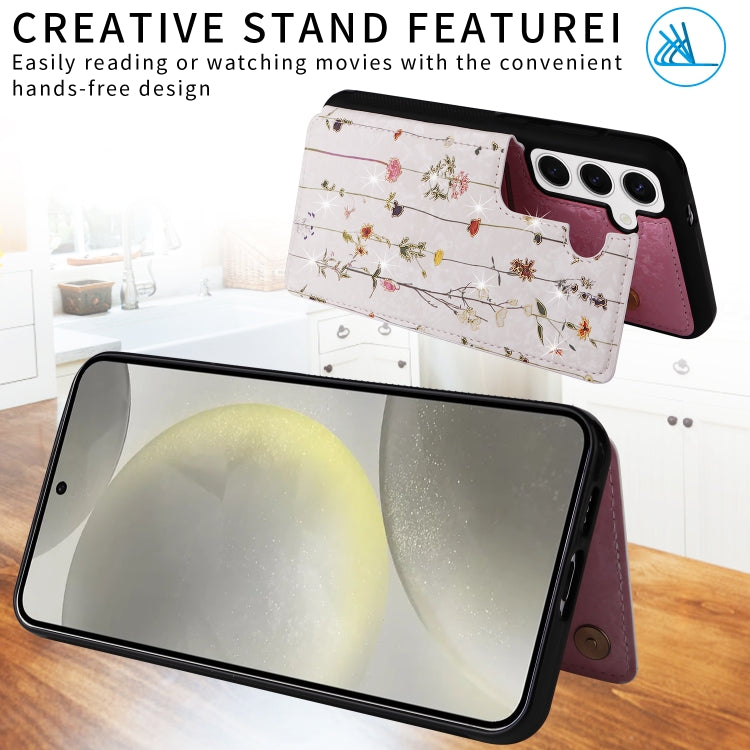 For Samsung Galaxy S25 5G Printed Double Buckle RFID Anti-theft Phone Case(Dried Flower World) - Galaxy S25 5G Cases by PMC TechLife | Online Shopping South Africa | PMC TechLife | Buy Now Pay Later Mobicred