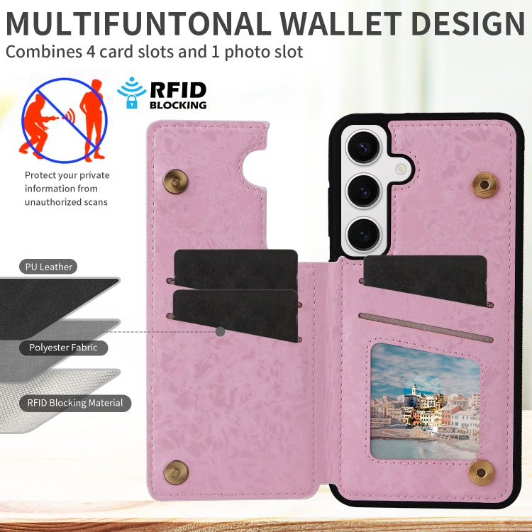For Samsung Galaxy S25 5G Printed Double Buckle RFID Anti-theft Phone Case(Blossoming Flowers) - Galaxy S25 5G Cases by PMC Jewellery | Online Shopping South Africa | PMC Jewellery | Buy Now Pay Later Mobicred