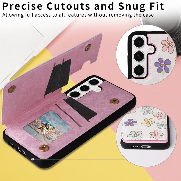For Samsung Galaxy S25 5G Printed Double Buckle RFID Anti-theft Phone Case(Blossoming Flowers) - Galaxy S25 5G Cases by PMC Jewellery | Online Shopping South Africa | PMC Jewellery | Buy Now Pay Later Mobicred