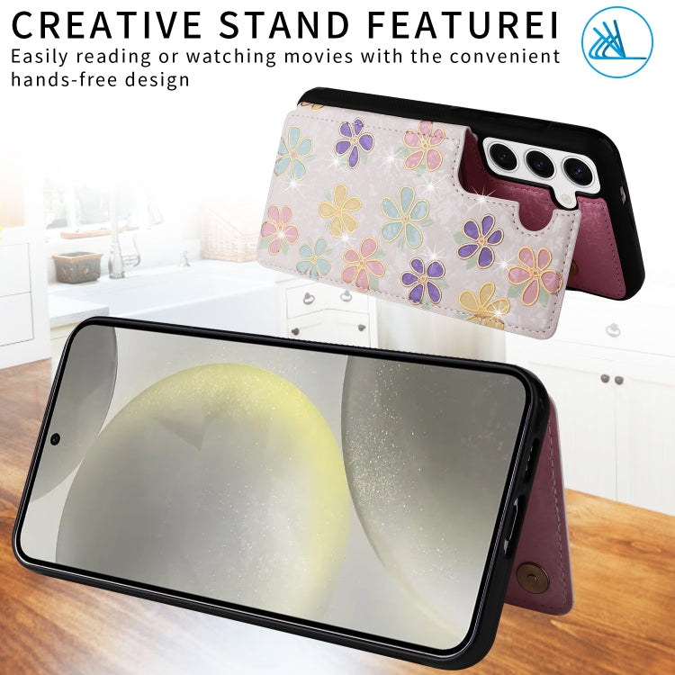 For Samsung Galaxy S25 5G Printed Double Buckle RFID Anti-theft Phone Case(Blossoming Flowers) - Galaxy S25 5G Cases by PMC Jewellery | Online Shopping South Africa | PMC Jewellery | Buy Now Pay Later Mobicred