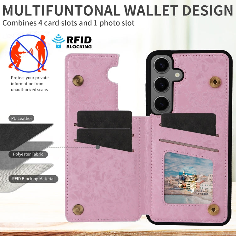 For Samsung Galaxy S25+ 5G Printed Double Buckle RFID Anti-theft Phone Case(Rose) - Galaxy S25+ 5G Cases by PMC Jewellery | Online Shopping South Africa | PMC Jewellery | Buy Now Pay Later Mobicred