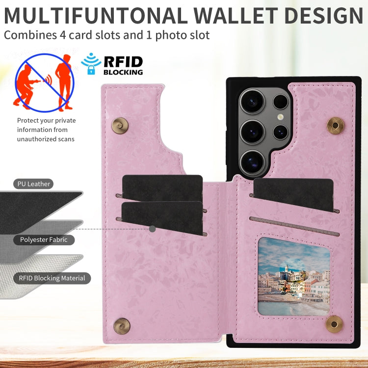 For Samsung Galaxy S25 Ultra 5G Printed Double Buckle RFID Anti-theft Phone Case(Pastoral Rose) - Galaxy S25 Ultra 5G Cases by PMC TechLife | Online Shopping South Africa | PMC TechLife | Buy Now Pay Later Mobicred