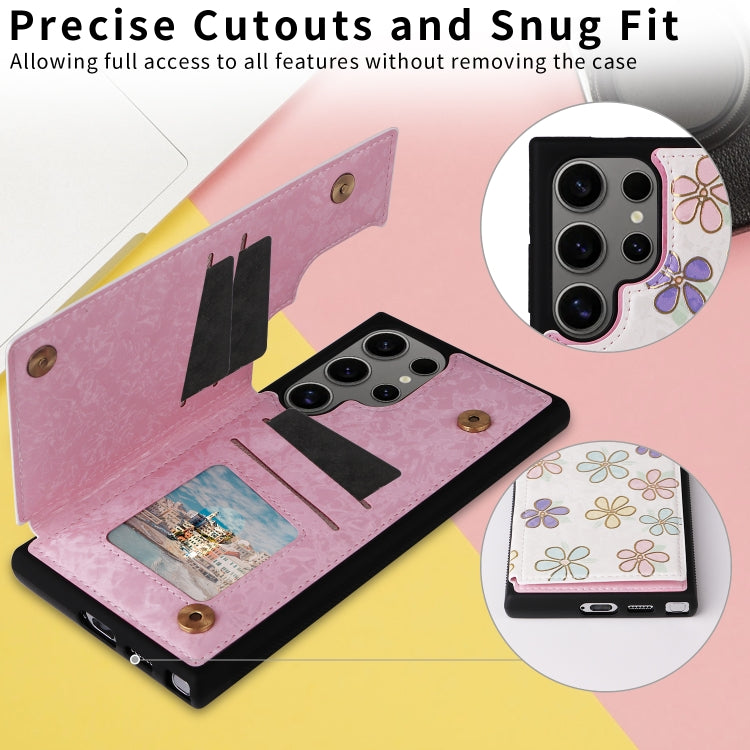 For Samsung Galaxy S25 Ultra 5G Printed Double Buckle RFID Anti-theft Phone Case(Blossoming Flowers) - Galaxy S25 Ultra 5G Cases by PMC TechLife | Online Shopping South Africa | PMC TechLife | Buy Now Pay Later Mobicred
