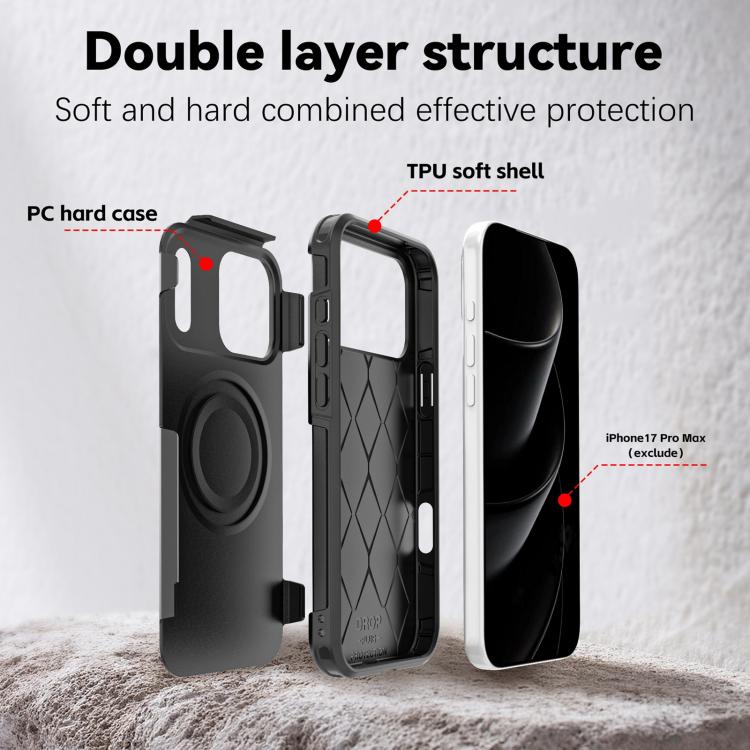 For iPhone 17 Pro Max RedPepper Armor Magsafe PC Hybrid TPU Phone Case(Black) - free shipping - PMC TechLife - Order now!