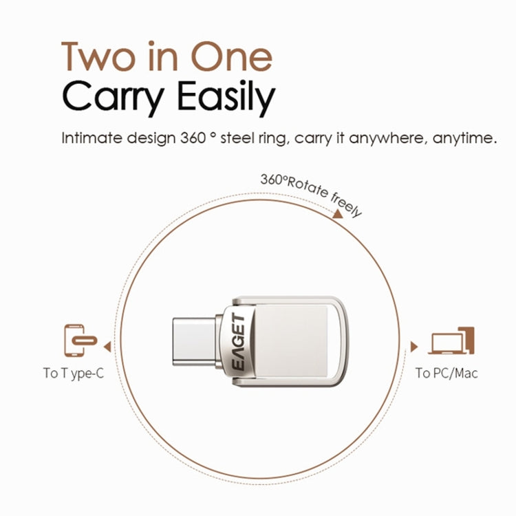 EAGET 64G USB 3.1 + Type-C / USB-C  Interface Metal Twister Flash U Disk, with Micro USB OTG Adapter - free shipping - PMC Jewellery - Order now!