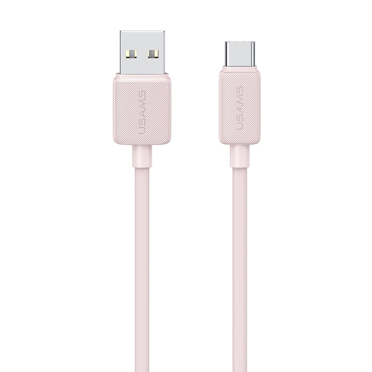 USAMS US-SJ693 USB to USB-C / Type-C 3A Striped Fast Charge Data Cable, Length:2m(Pink) - free shipping - PMc TechLife - Order now!