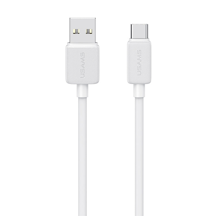 USAMS US-SJ693 USB to USB-C / Type-C 3A Striped Fast Charge Data Cable, Length:2m(White) - free shipping - PMc TechLife - Order now!